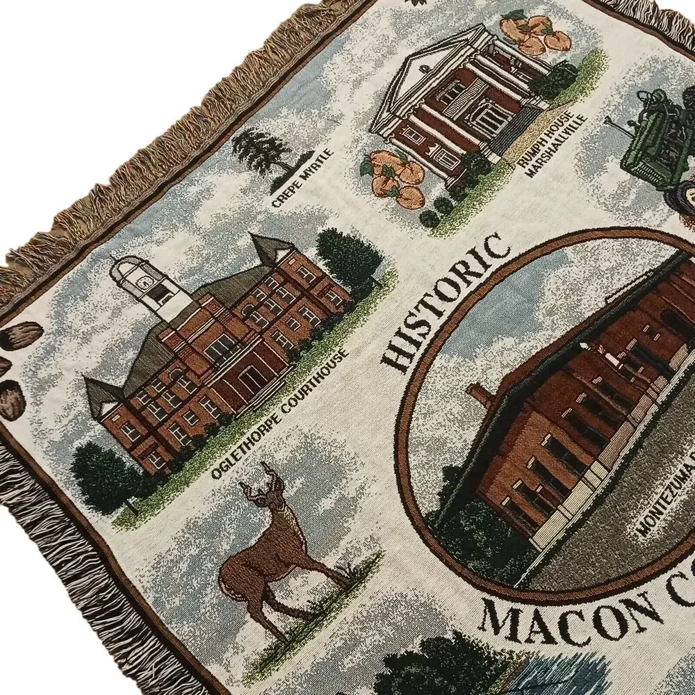 Farmhouse Georgia Historical Throw Blanket 62x48 Cottagecore Deer Scenery Rustic